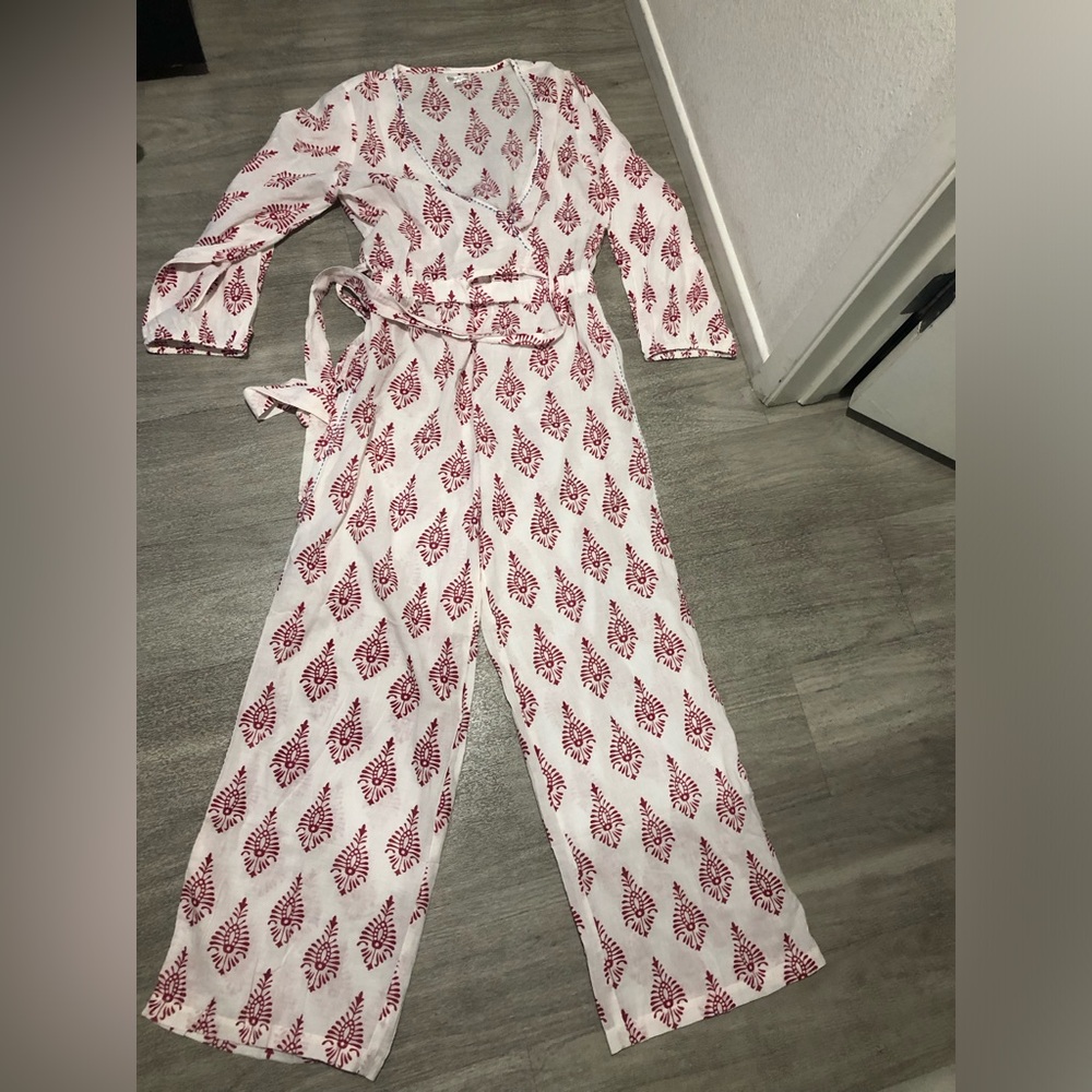 New Debbie Katz Georgia Jumpsuit Red Ikat – Multicolor Women's Jumpsuit M